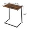 C Shaped Side Table Sofa End Table with Metal Frame for Living Room Rustic Brown